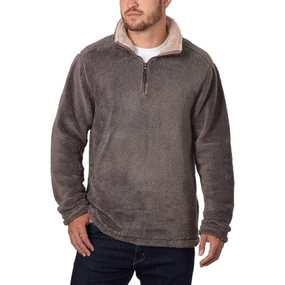 Trinity Gray Plush Fleece Quarter Zip Pullover Sweatshirt Men's Size Large